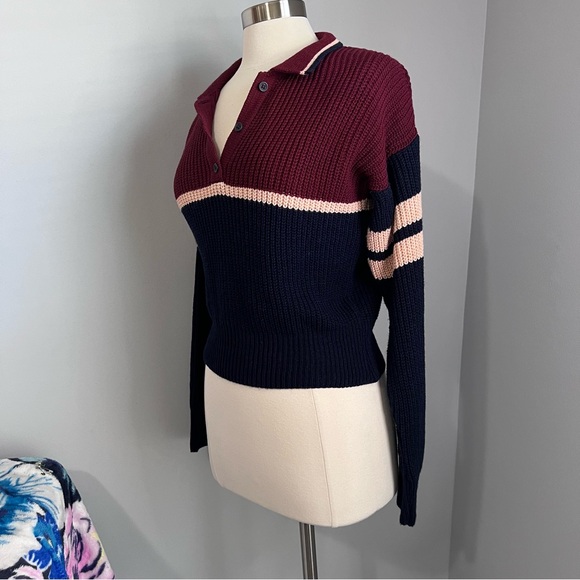 Urban Outfitters S-P Color Block Striped Henley Button Sweater - Picture 5 of 16